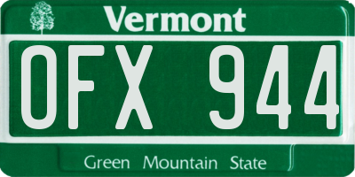 VT license plate OFX944