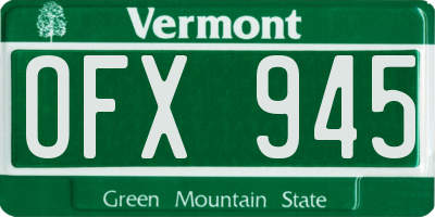 VT license plate OFX945