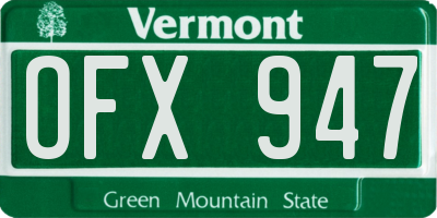VT license plate OFX947