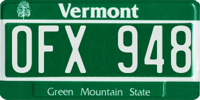 VT license plate OFX948