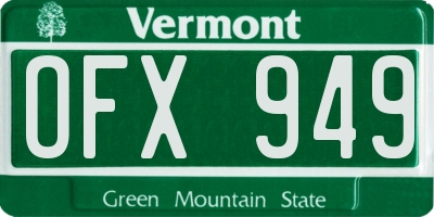 VT license plate OFX949