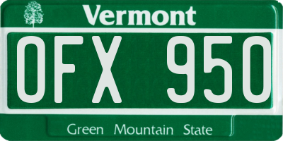 VT license plate OFX950