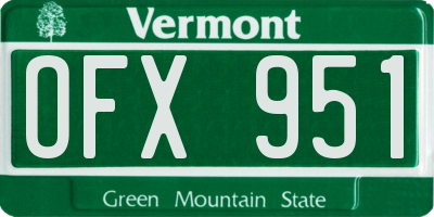 VT license plate OFX951