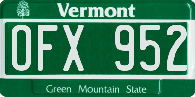VT license plate OFX952