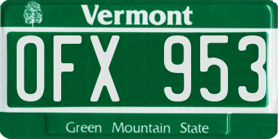 VT license plate OFX953