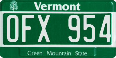 VT license plate OFX954