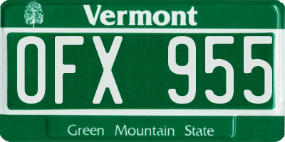 VT license plate OFX955