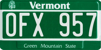 VT license plate OFX957