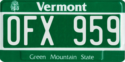 VT license plate OFX959
