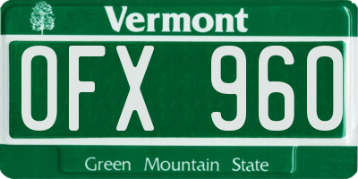 VT license plate OFX960