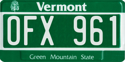 VT license plate OFX961