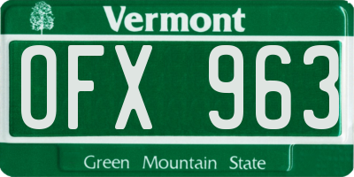 VT license plate OFX963