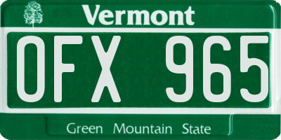 VT license plate OFX965