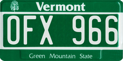 VT license plate OFX966