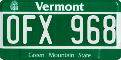 VT license plate OFX968