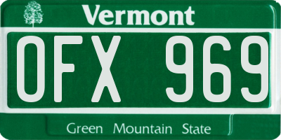 VT license plate OFX969