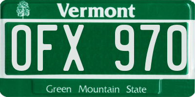 VT license plate OFX970