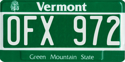 VT license plate OFX972
