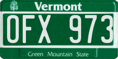 VT license plate OFX973