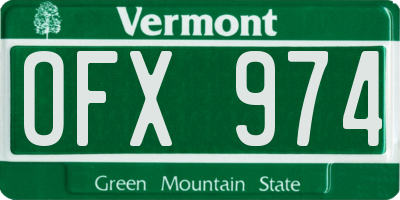 VT license plate OFX974