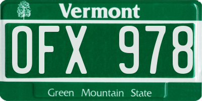 VT license plate OFX978