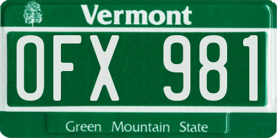 VT license plate OFX981