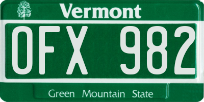 VT license plate OFX982