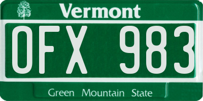 VT license plate OFX983