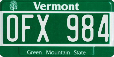 VT license plate OFX984