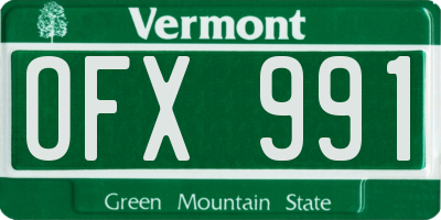 VT license plate OFX991