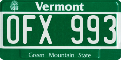 VT license plate OFX993
