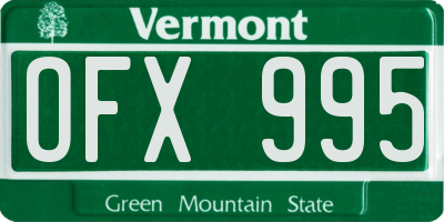 VT license plate OFX995