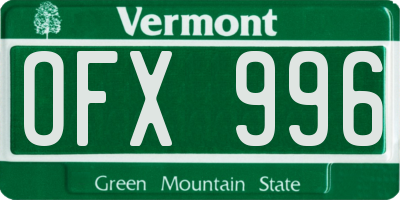 VT license plate OFX996