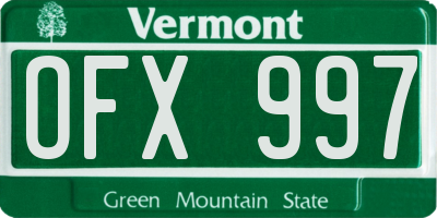 VT license plate OFX997
