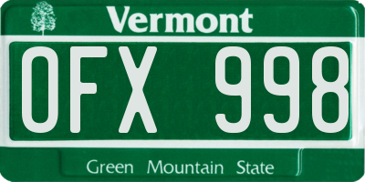VT license plate OFX998