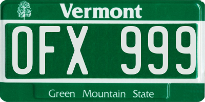 VT license plate OFX999