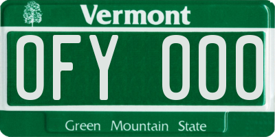 VT license plate OFY000