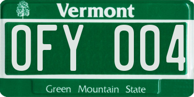 VT license plate OFY004