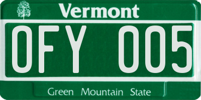 VT license plate OFY005