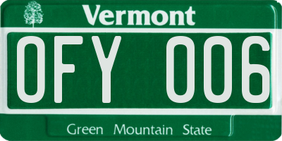 VT license plate OFY006