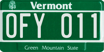 VT license plate OFY011