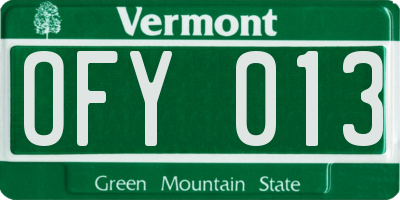 VT license plate OFY013