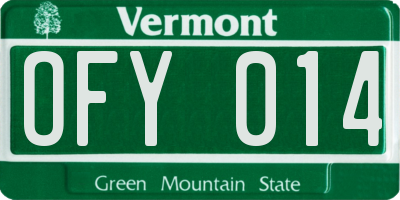 VT license plate OFY014