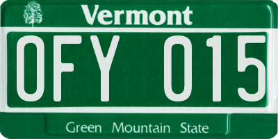 VT license plate OFY015