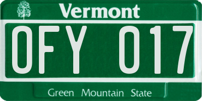 VT license plate OFY017