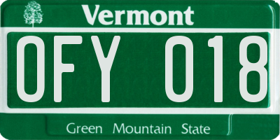 VT license plate OFY018