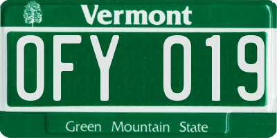 VT license plate OFY019