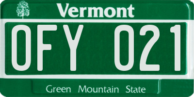 VT license plate OFY021