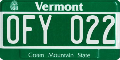 VT license plate OFY022