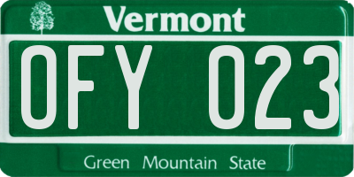 VT license plate OFY023